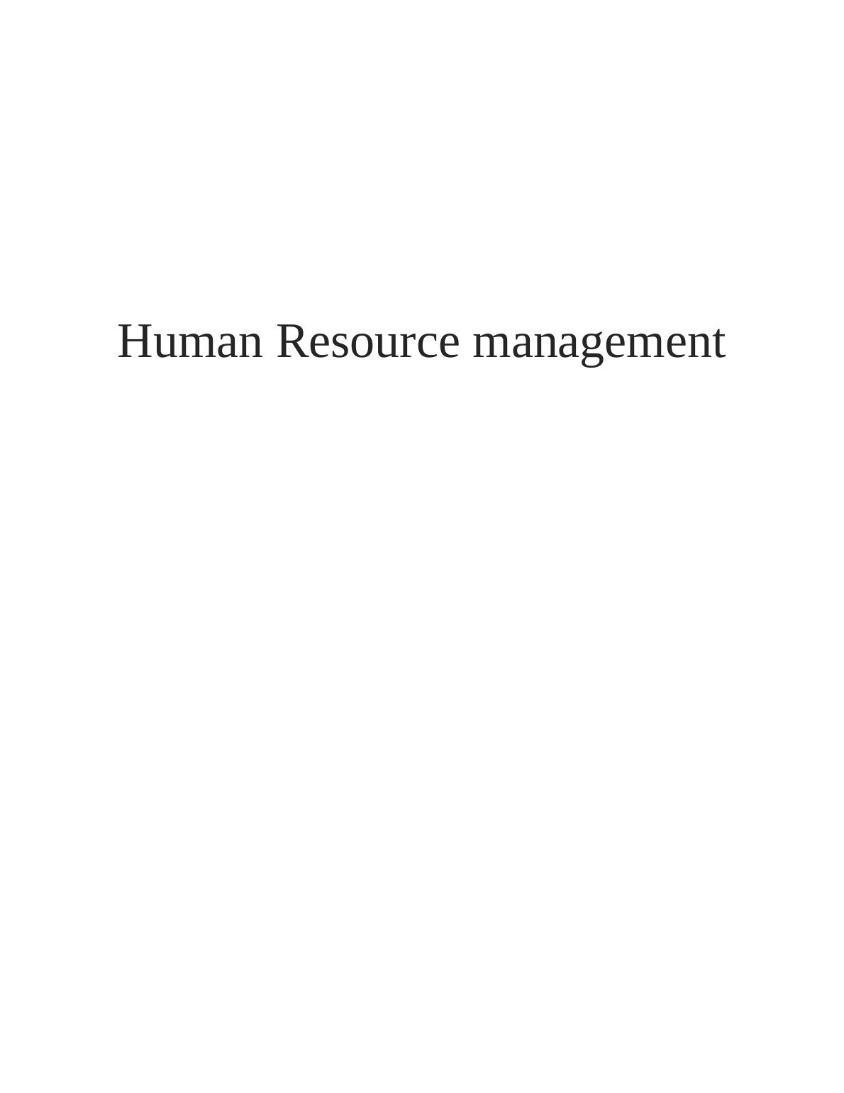 Human Resource Management Assignment : Tesco Plc_1