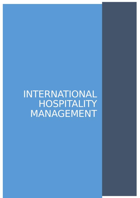 Assignment | International Hospitality Management Nowadays_1