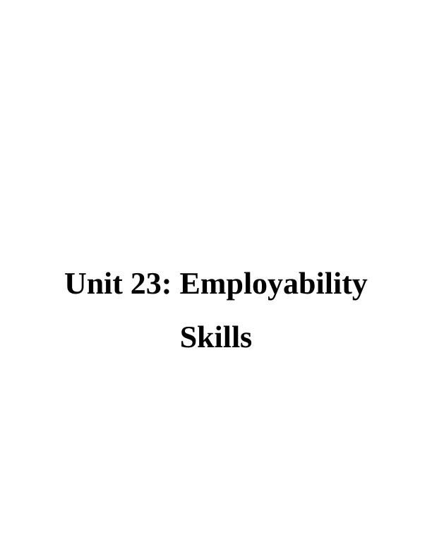 Unit 23 Employability Skills  Assignment_1