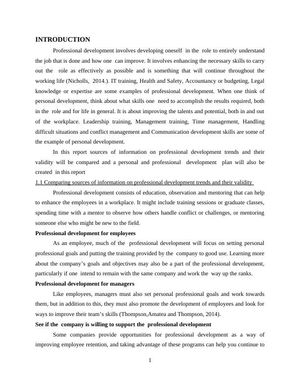 Benefit of Personal and Professional Development Report