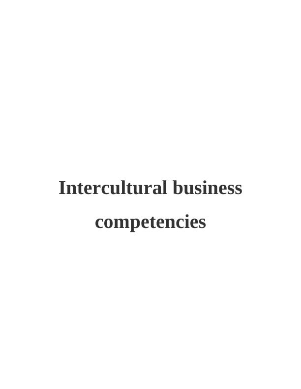 Intercultural business competencies | Assignment_1