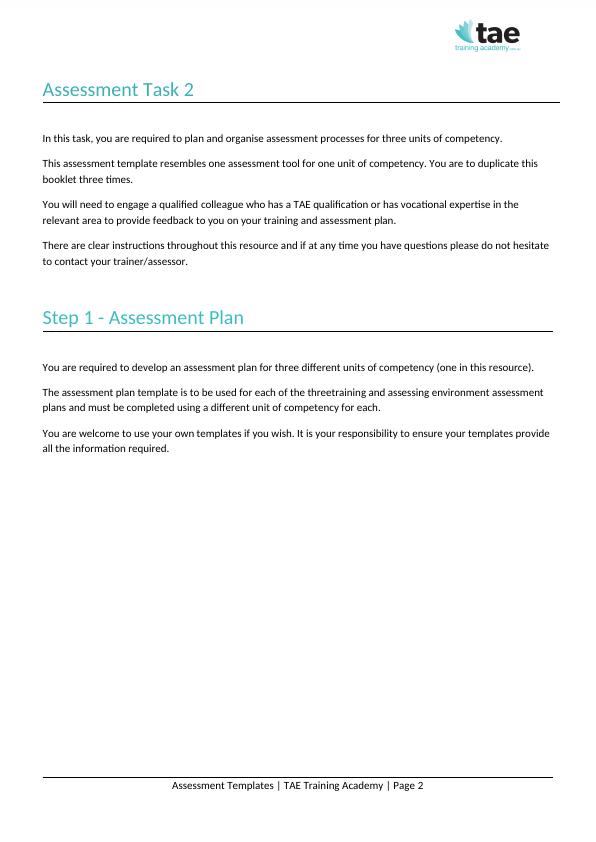 TAE40116 – Upgrade Assessment: Assessment Booklet_2