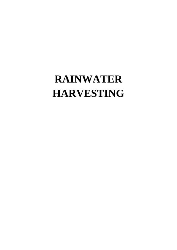 Assignment on Rain Water Harvesting in Australia_1