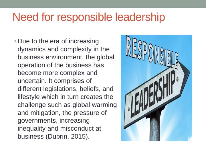 Responsible Leadership: MGT808 Report, ICMS July 2019