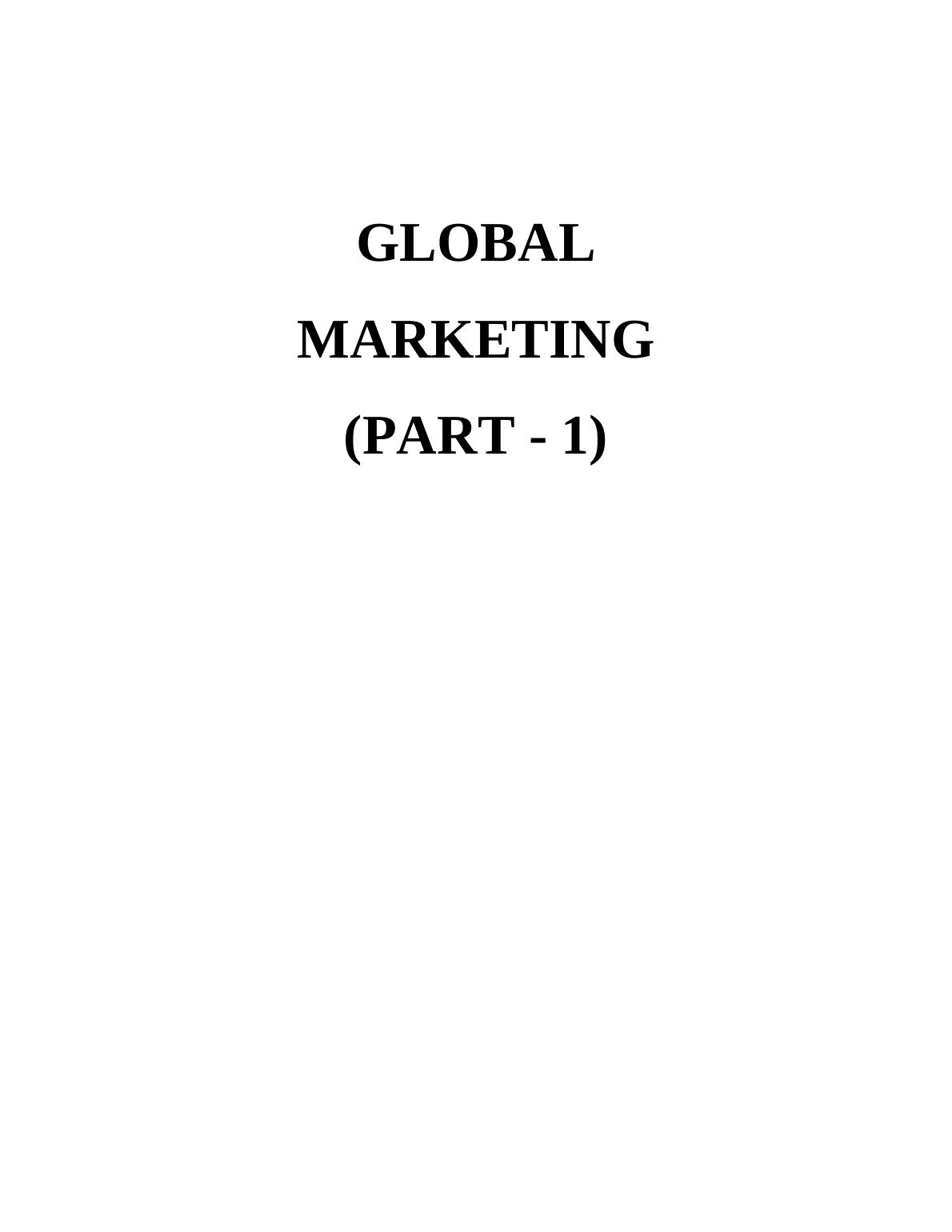 global marketing assignment