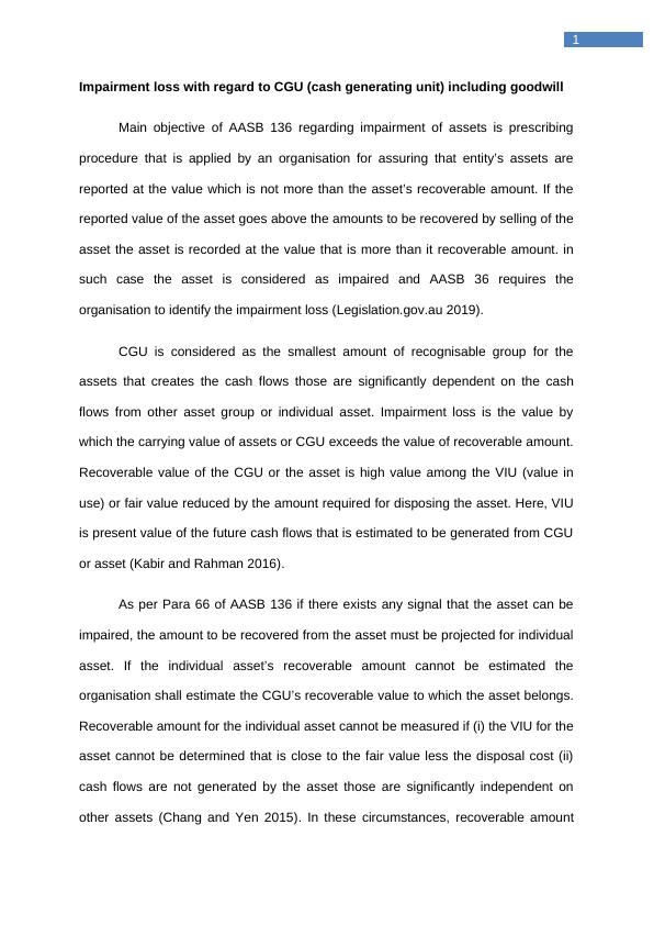 Impairment loss with regard to CGU (cash generating unit) including goodwill_2