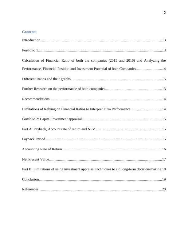 Financial Analysis of the Portfolio Contents of Two Companies (2015 and 2016)_2