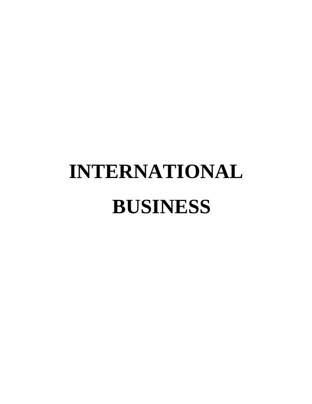 International Business Environment of McDonald : Report_1