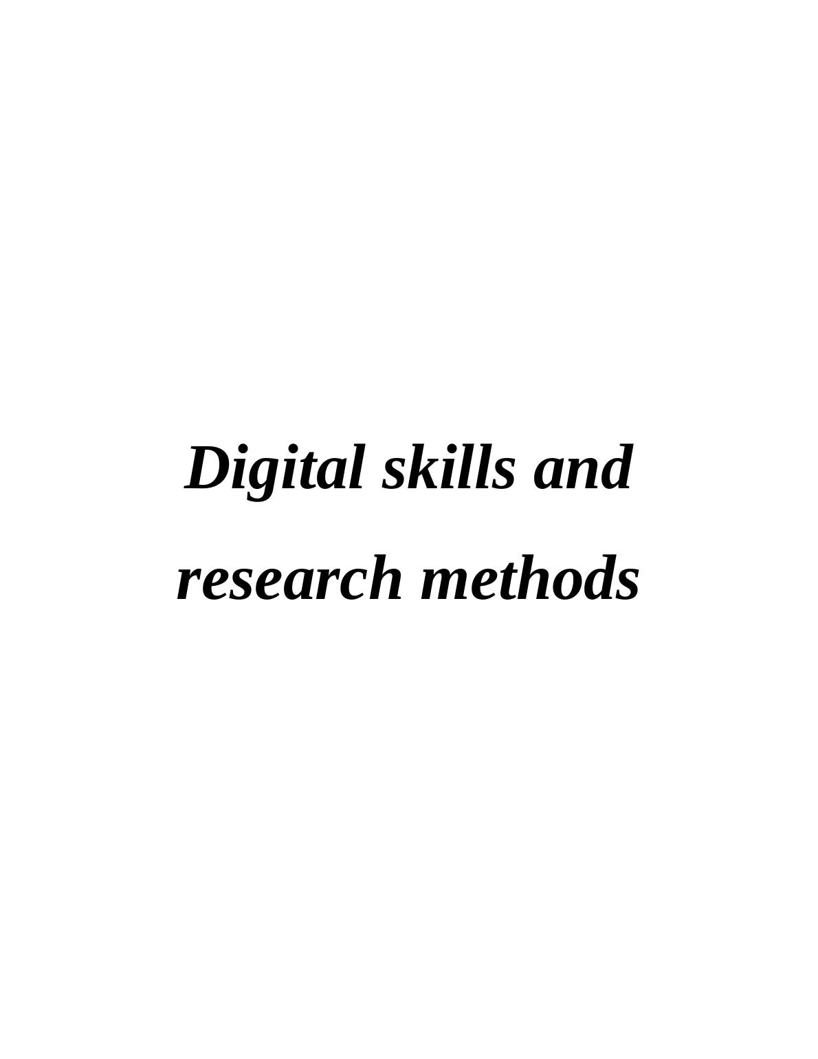 digital skills and research methods