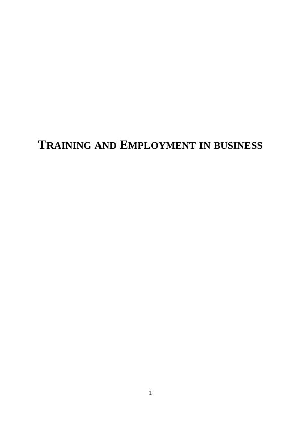Training and Employment in Business_1