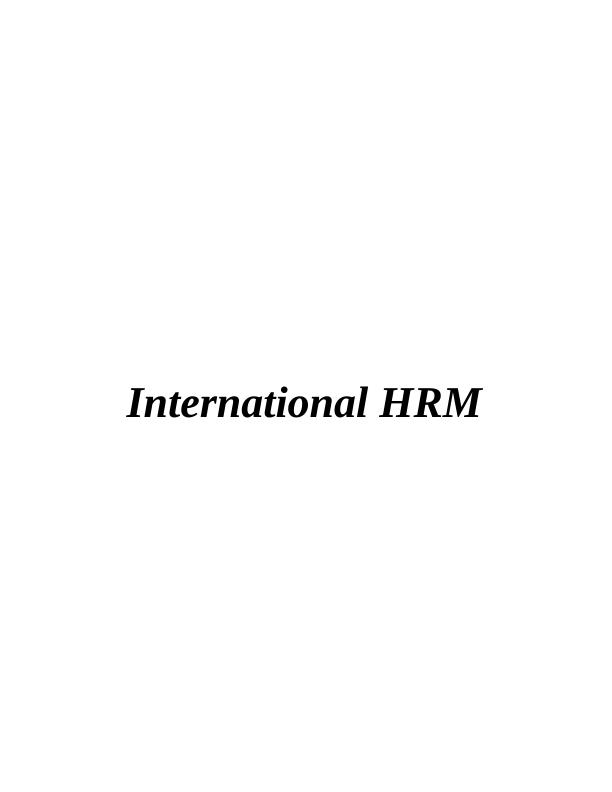 International HRM INTRODUCTION_1