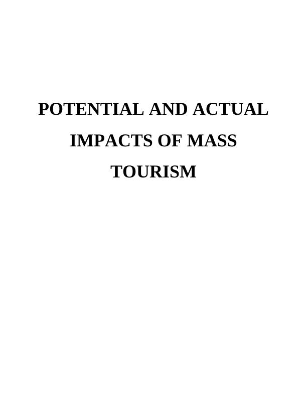 Impacts of Mass Tourism - Assignment_1