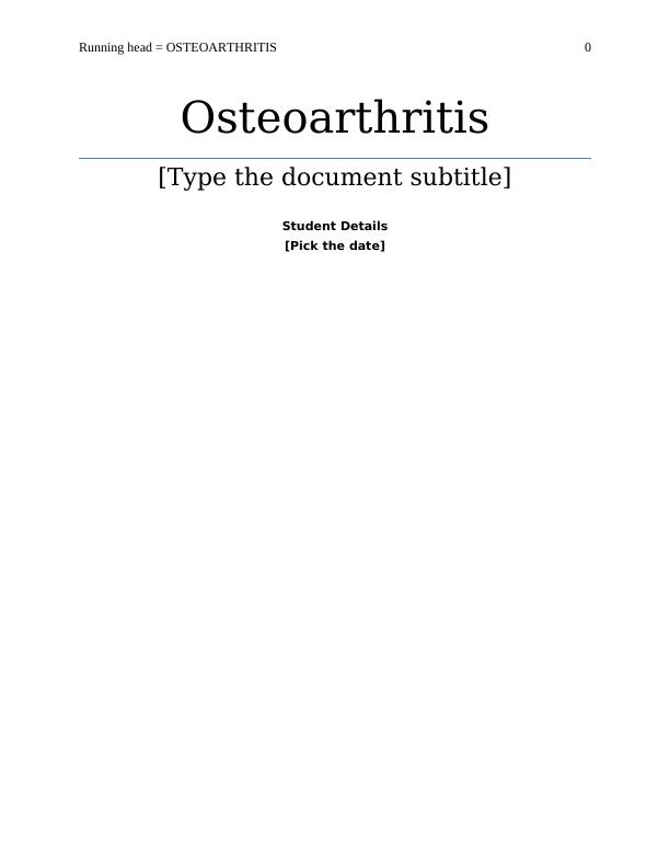 Osteoarthritis (OA) | Report_1