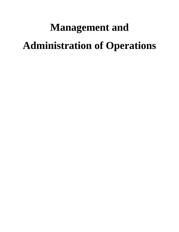 Management and Administration of Operations_1