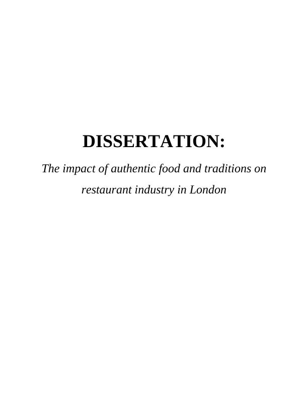 Restaurant Industry in London - Dissertation_1