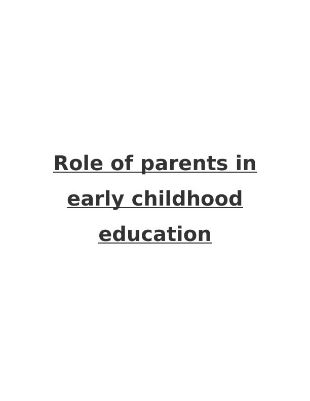 Role of Parents in Early Childhood Education_1