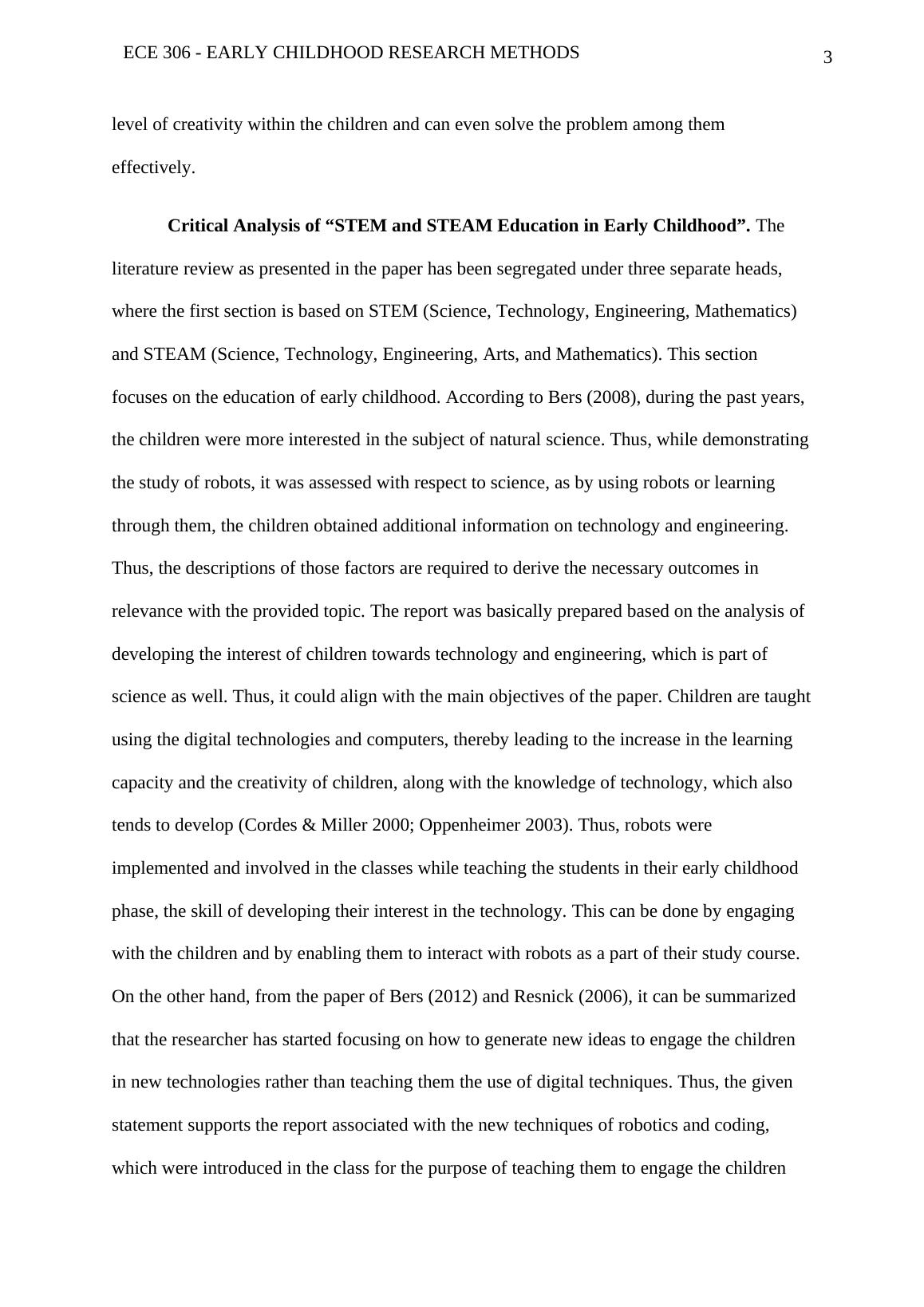 Early Childhood Research Methods l Assignment