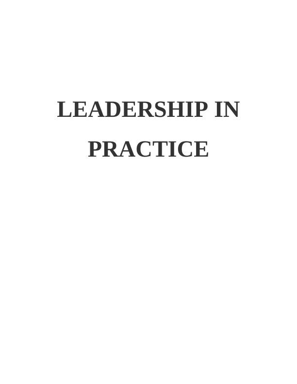 leadership in practice assignment