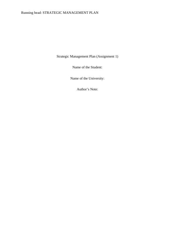 Strategic Management Plan - Assignment_1