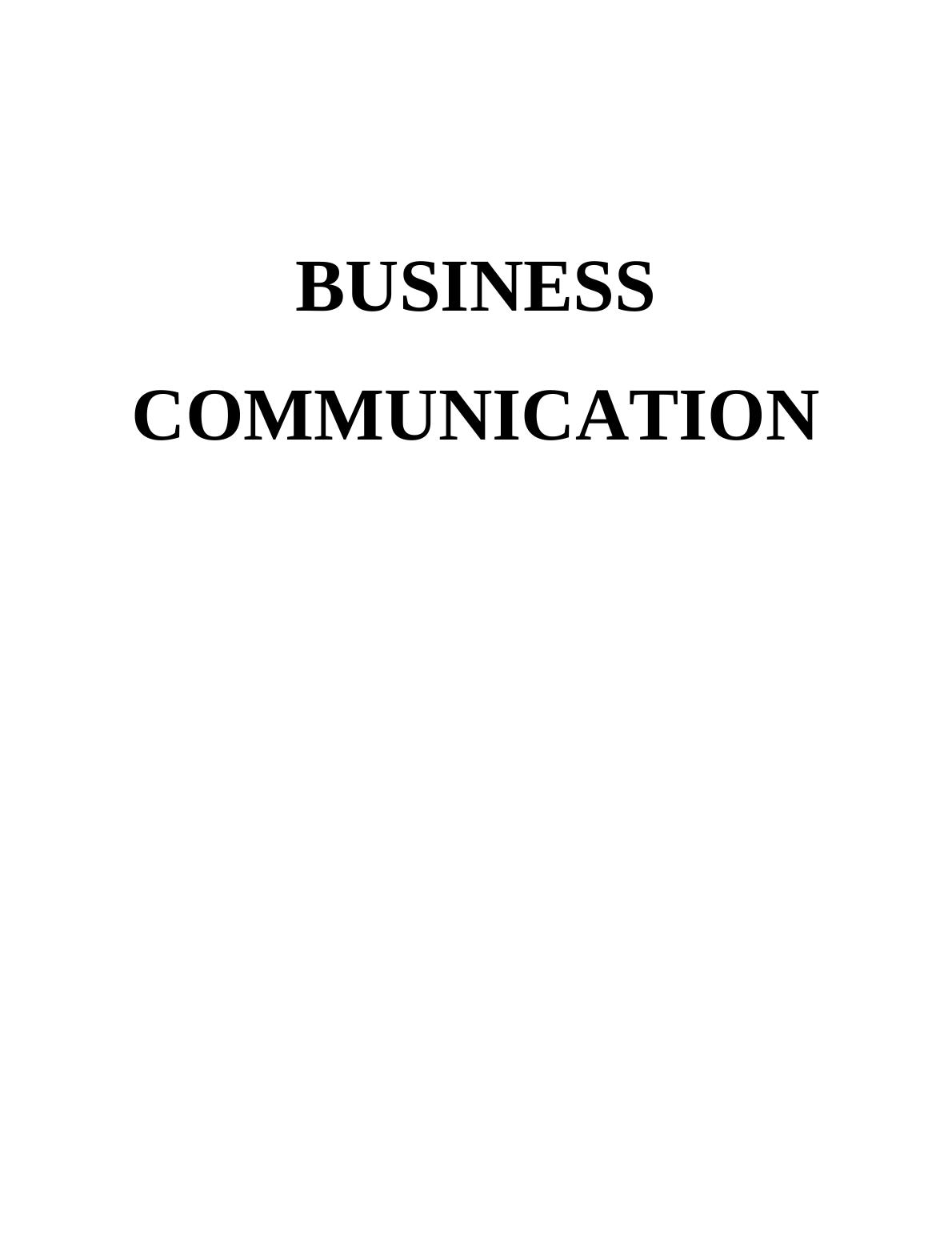 Introduction to Business Communications | Assignment_1