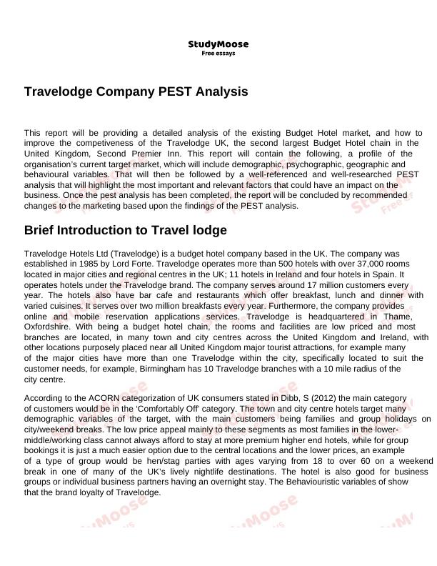 Travelodge Company PEST Analysis PDF_1