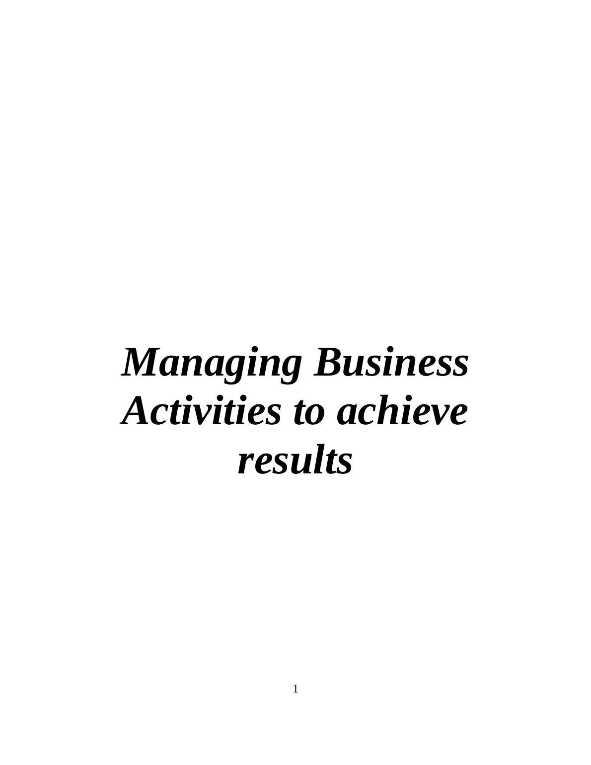 Managing Business Activities in ABC company | Report_1
