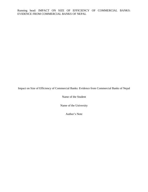 Impact on Size of Efficiency of Commercial Banks: Evidence From Commercial Banks of Nepal Research 2022_1
