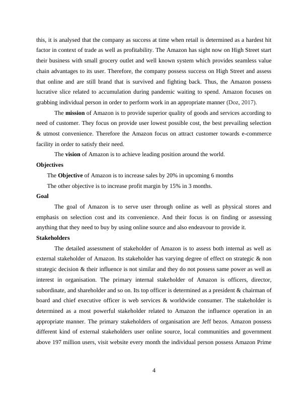 Strategic Management of Amazon and John Lewis Analysis and Strategies