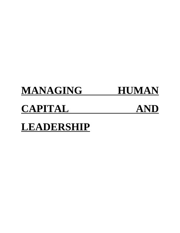 (PDF) Managing Human Capital And Leadership | Assignment_1