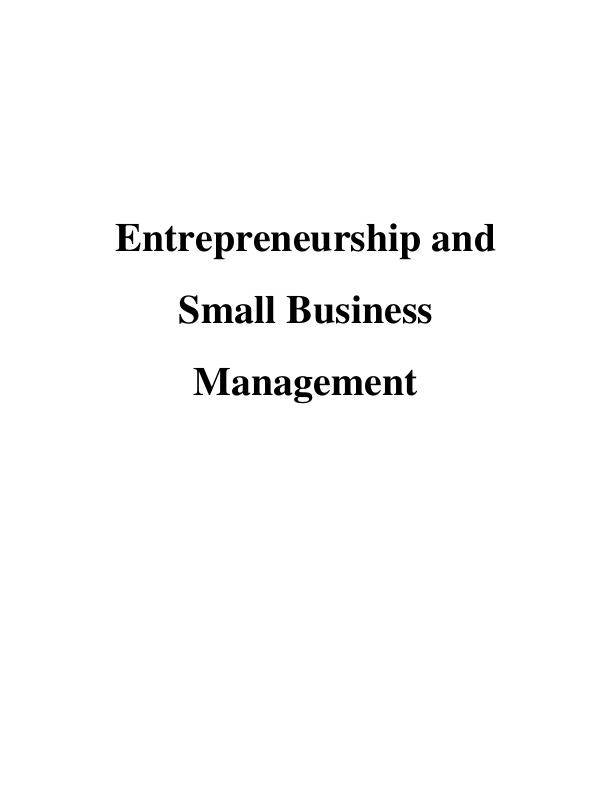 Entrepreneurship and Small Business Management (Assignment)_1