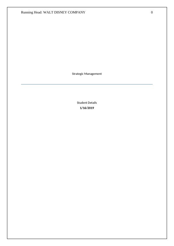 Walt Disney Company: Strategic Management_1
