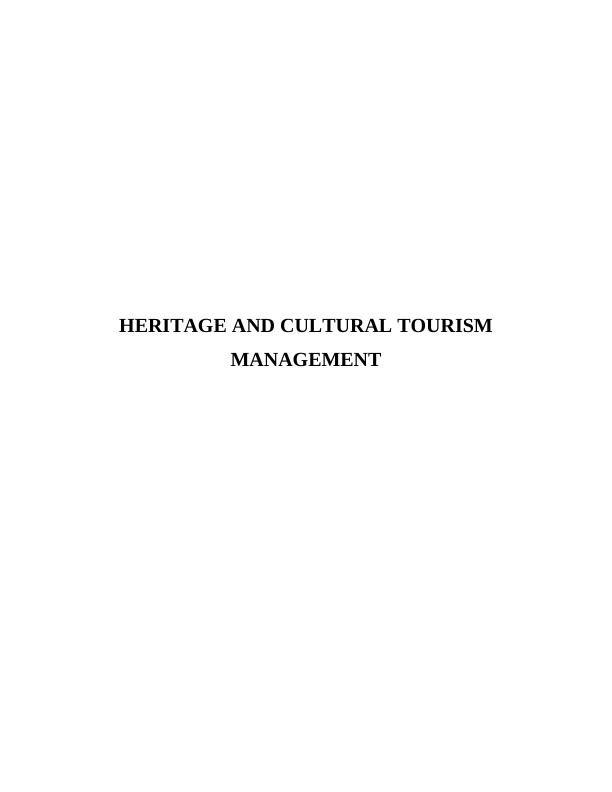 Heritage Cultural Tourism Management Report_1