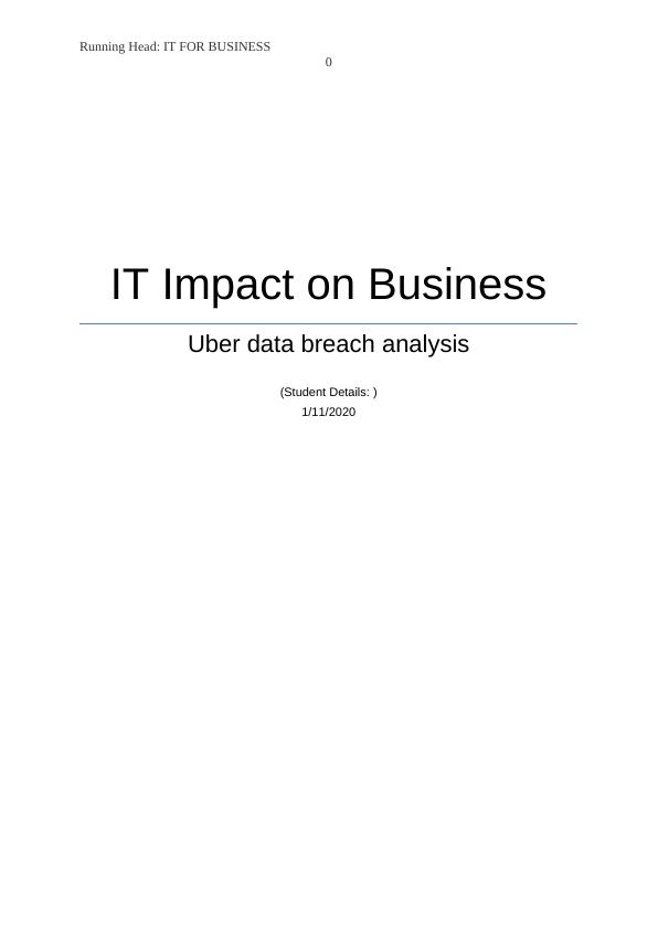 Uber Data Breach Analysis | IT Impact on Business_1