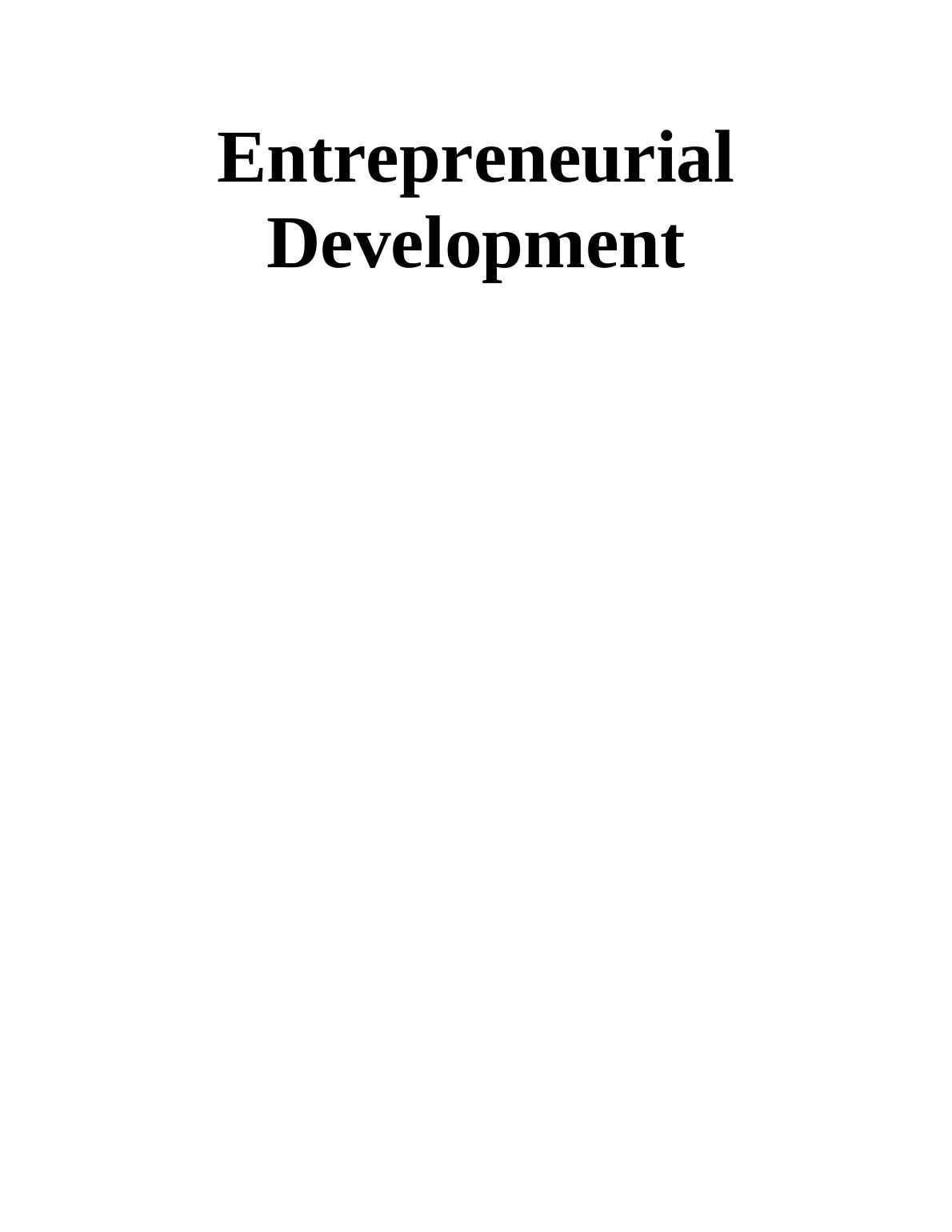 Entrepreneurial Development Desklib