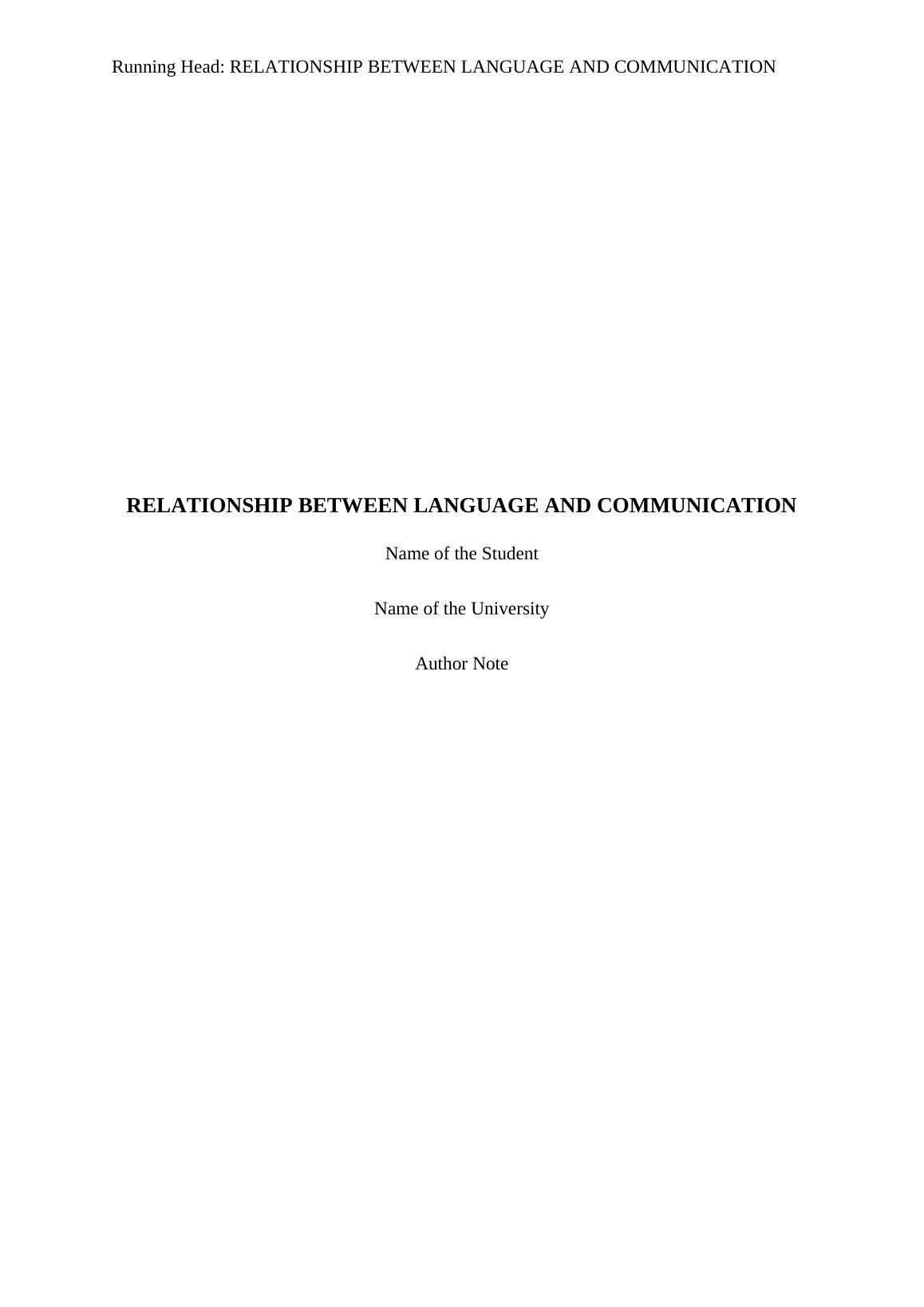 Relationship Between Language and Communication