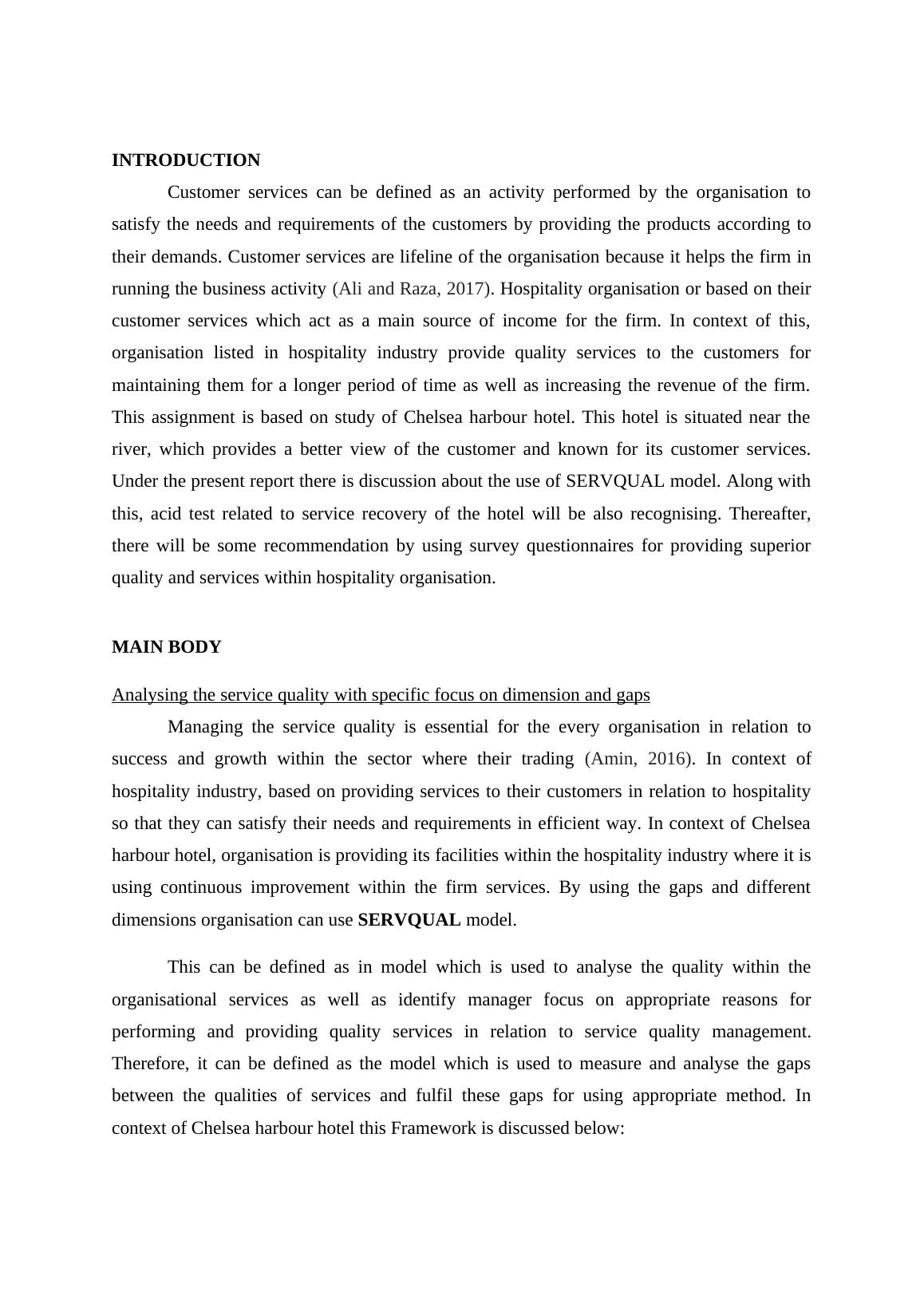 Analyzing Service Quality and Service Recovery in Hospitality Organization