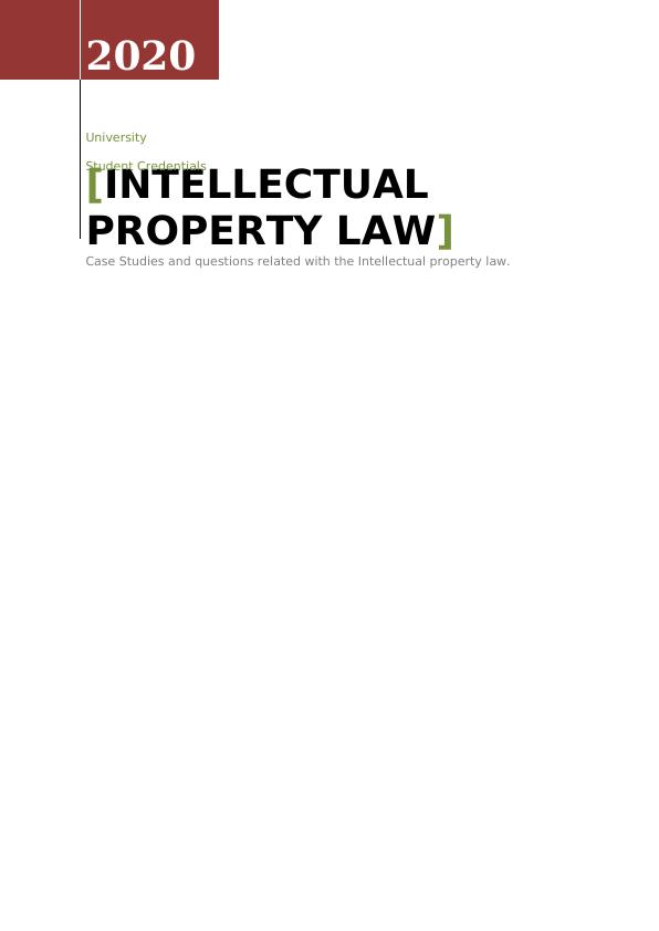 Intellectual Property Law | Questions and Case Studies_1