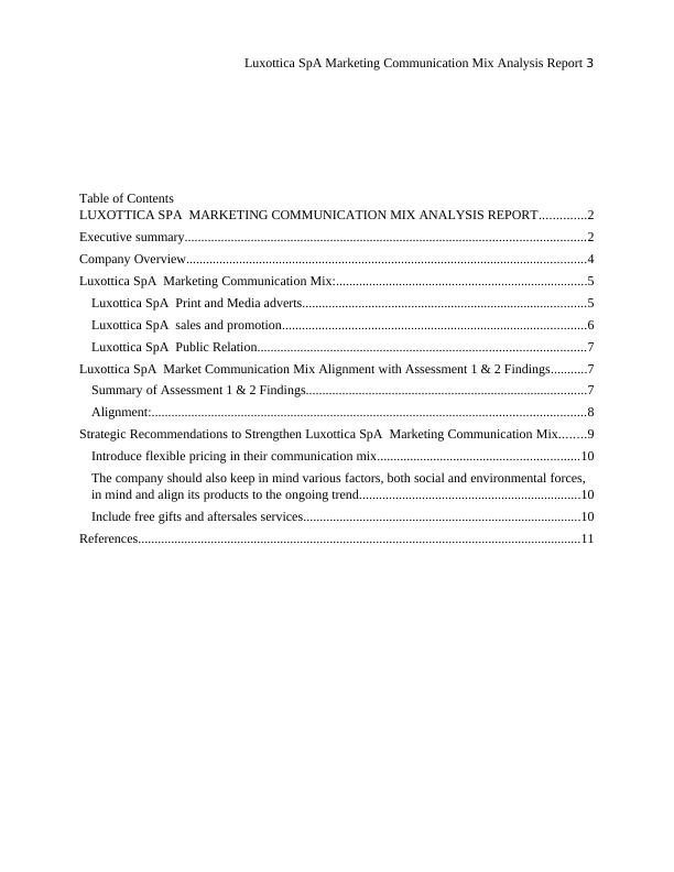 Luxottica Spa Marketing Communication Mix Analysis Report 2022