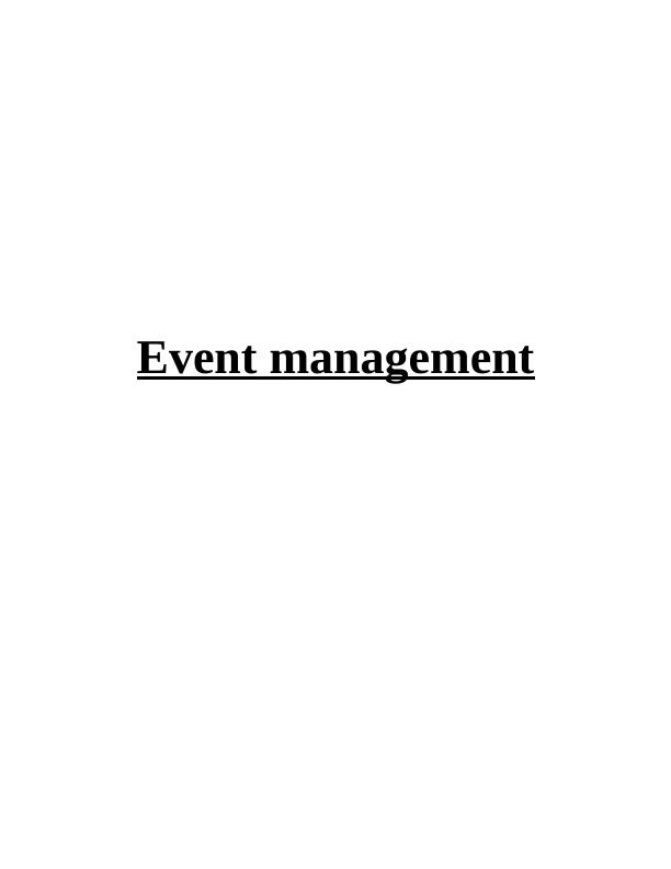 Events Management Sector: Assignment_1