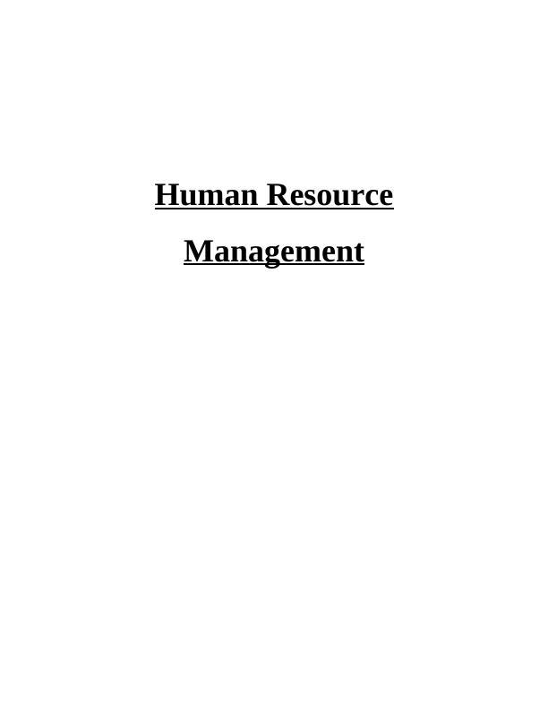 (PDF) Human Resource Management | Assignment_1