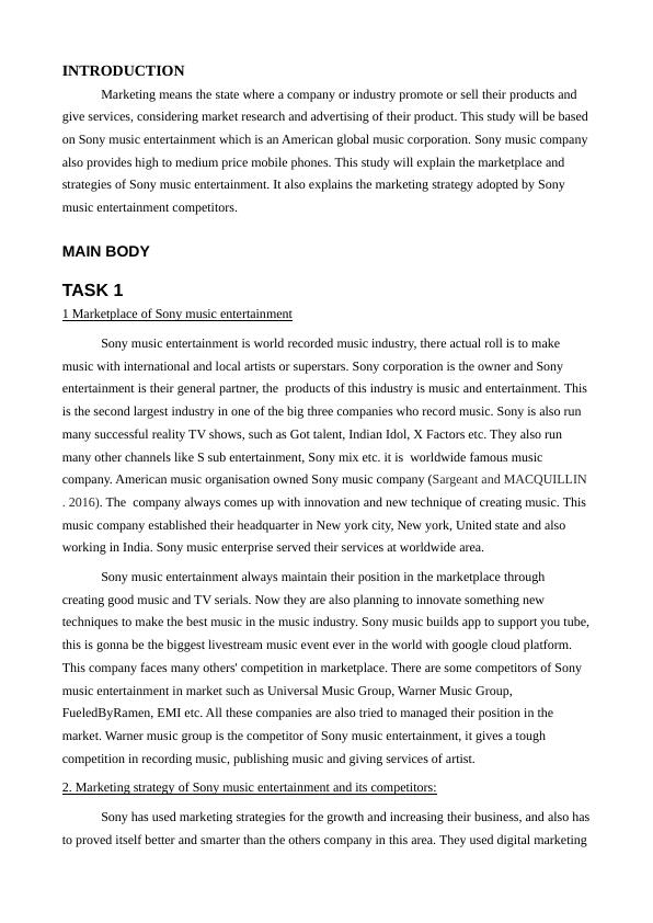 Introduction to Marketing Assignment - Sony music entertainment_3