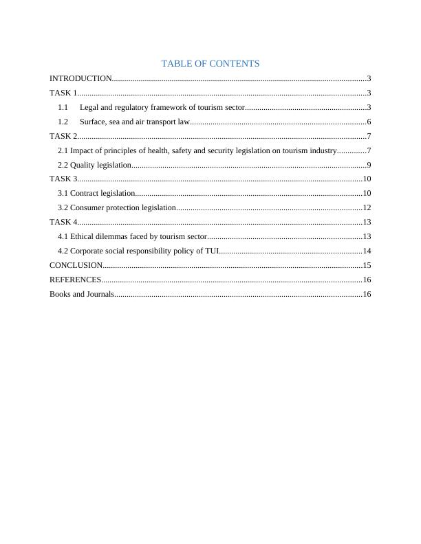 Legislation and Ethics in Travel and Tourism Sector Assignment (Doc)