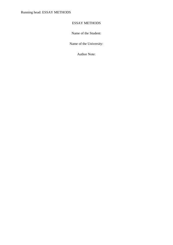 Essay Writing: Methods, Techniques, and Strategies