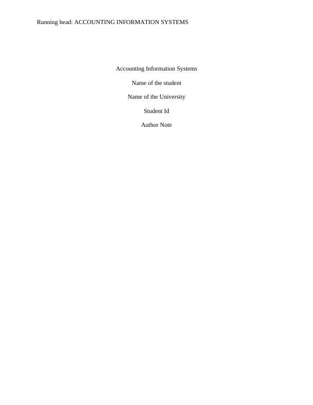 Accounting Information Systems Assignment (AIS)_1