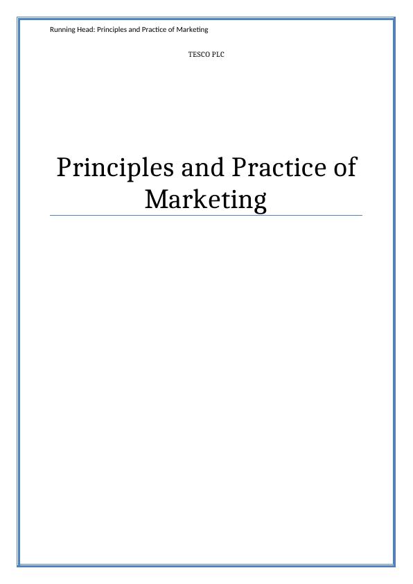 Principles and practice of marketing | Assignment_1
