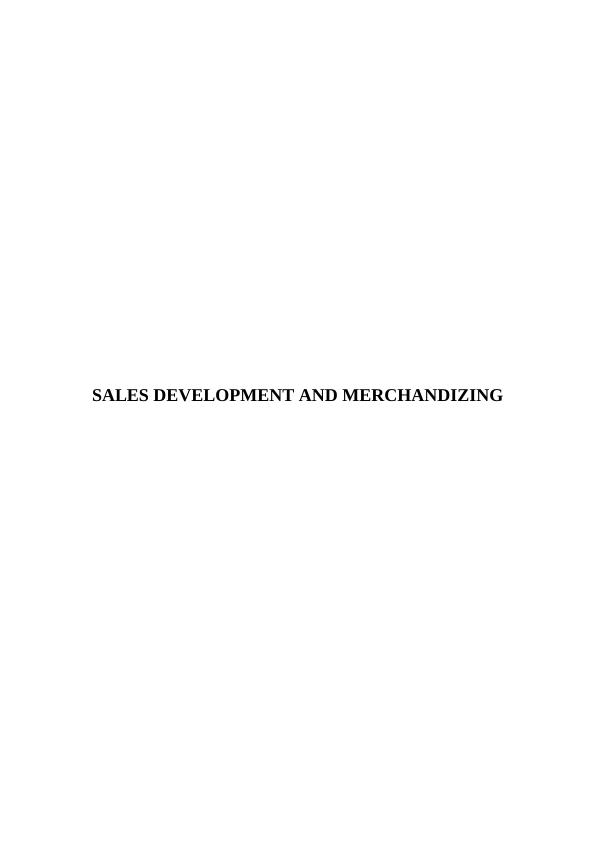 Sales Development and Merchandising | Assignment_1
