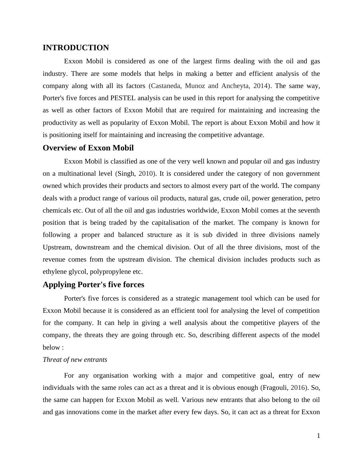 Pestle Analysis of ExxonMobil : Assignment