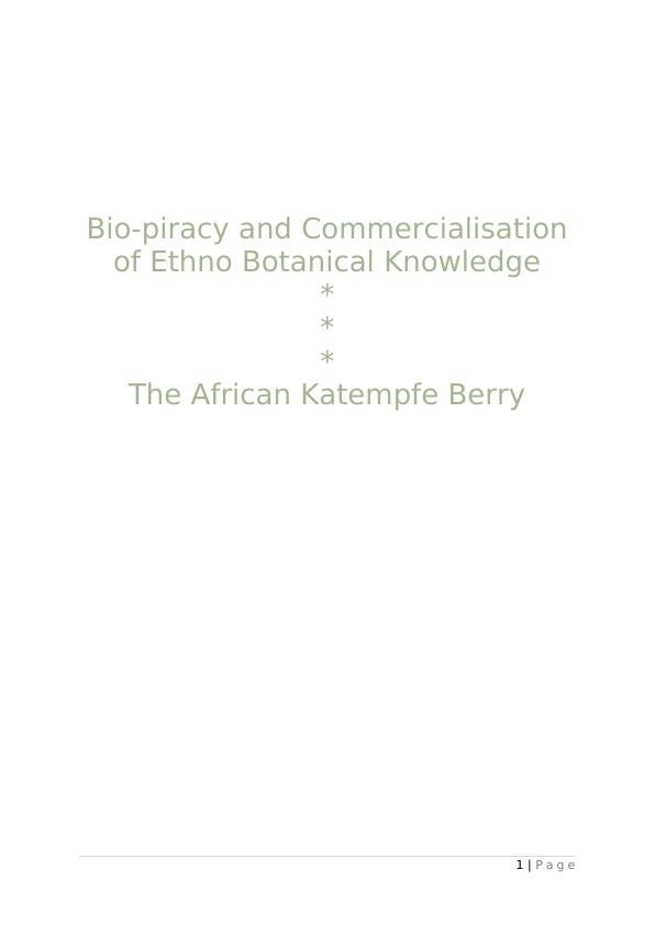 The African Katempfe Berry Intellectual Property Law Assignment_2