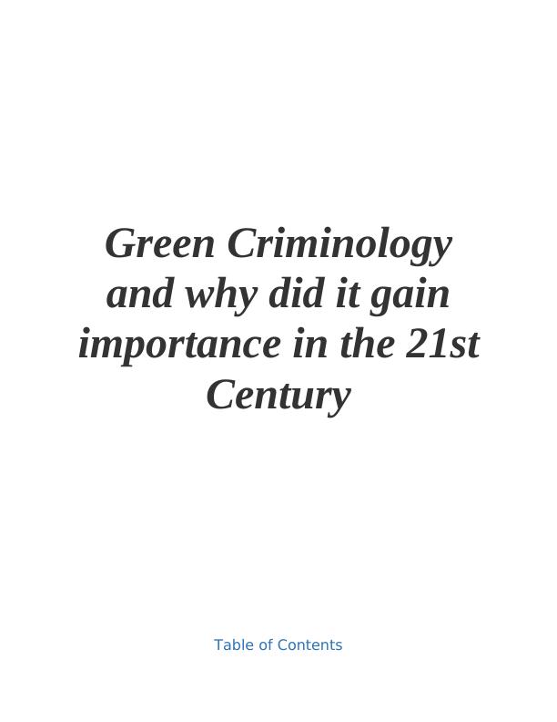Green Criminology and its Importance in the 21st Century_1