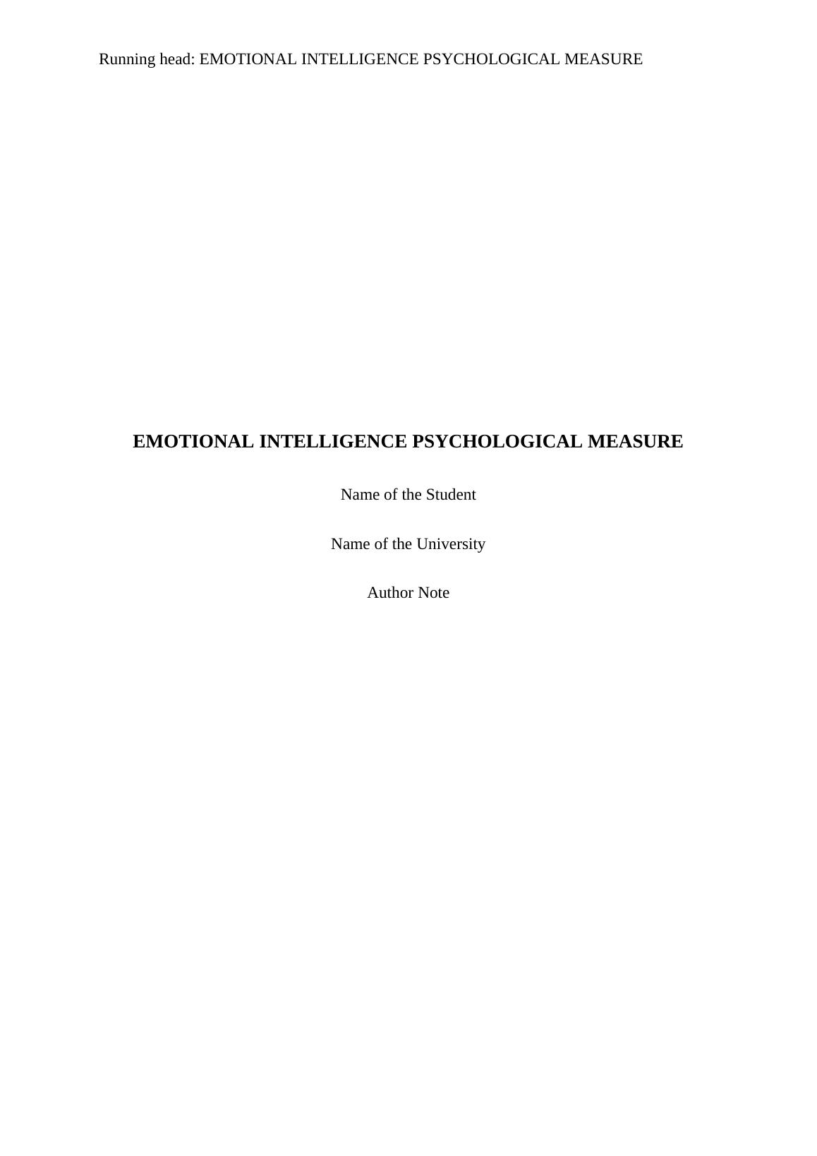 Emotional Intelligence-psychological Measure Assignment 2022_1